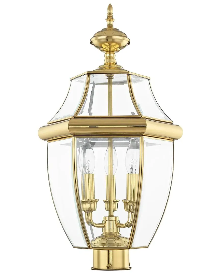 Monterey 3-Light Outdoor Post Lantern - Polished Brass