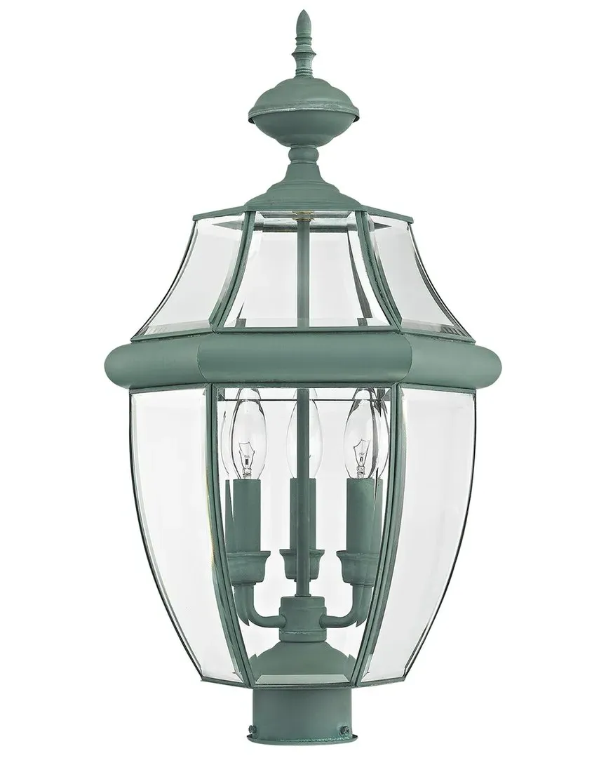 Monterey 3-Light Outdoor Post Lantern - Verdigris, Brass