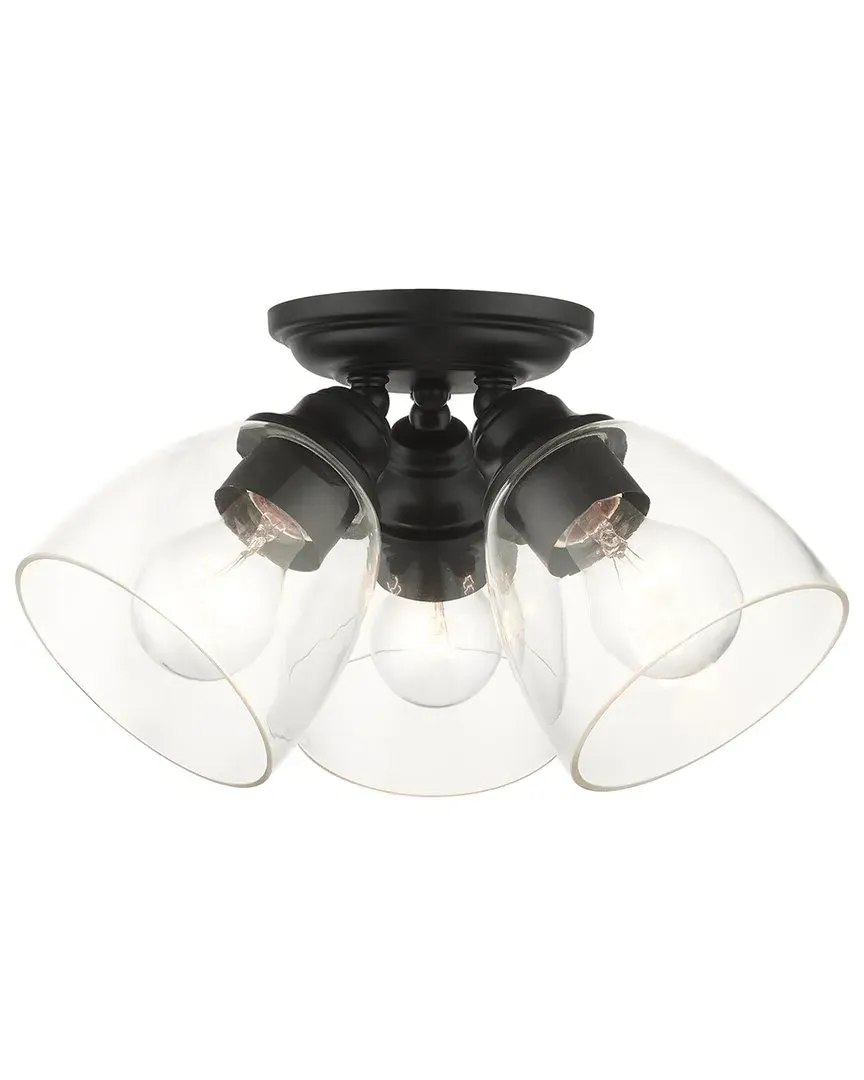 Montgomery 3-Light Flush Mount - Black, Steel