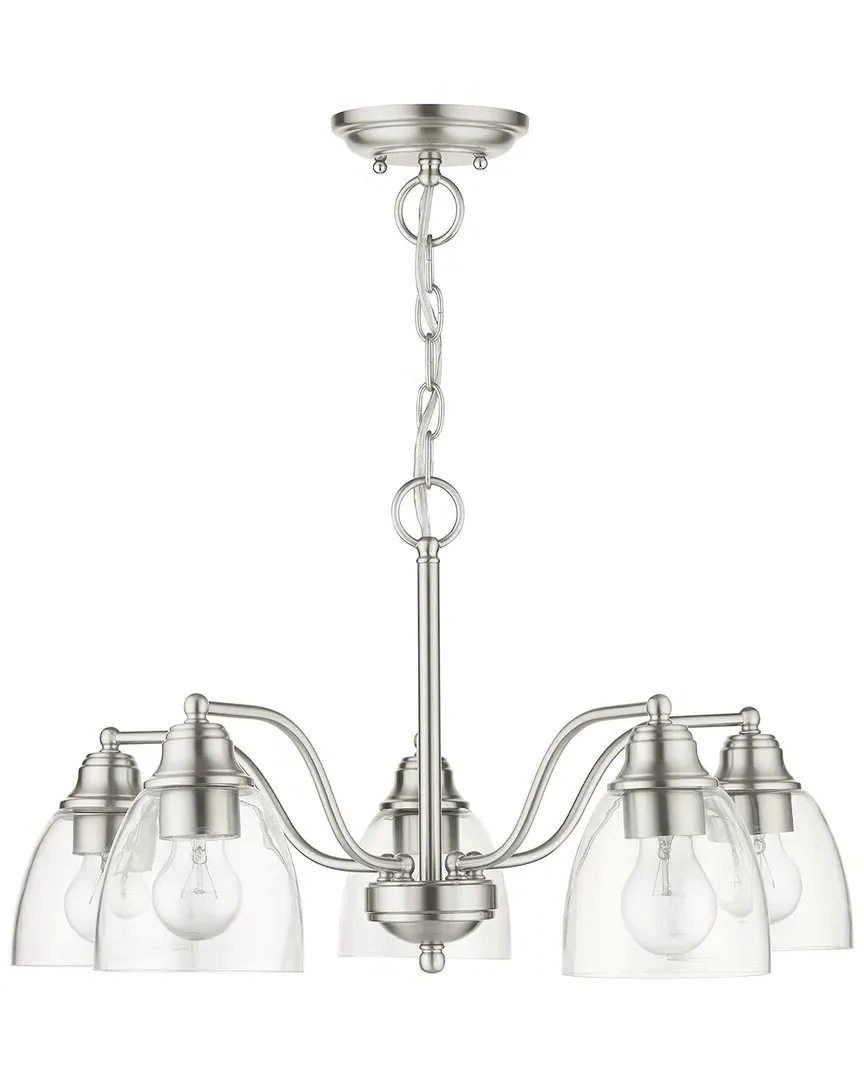 Montgomery 5-Light Chandelier with Glass Shades - Brushed Nickel, Steel