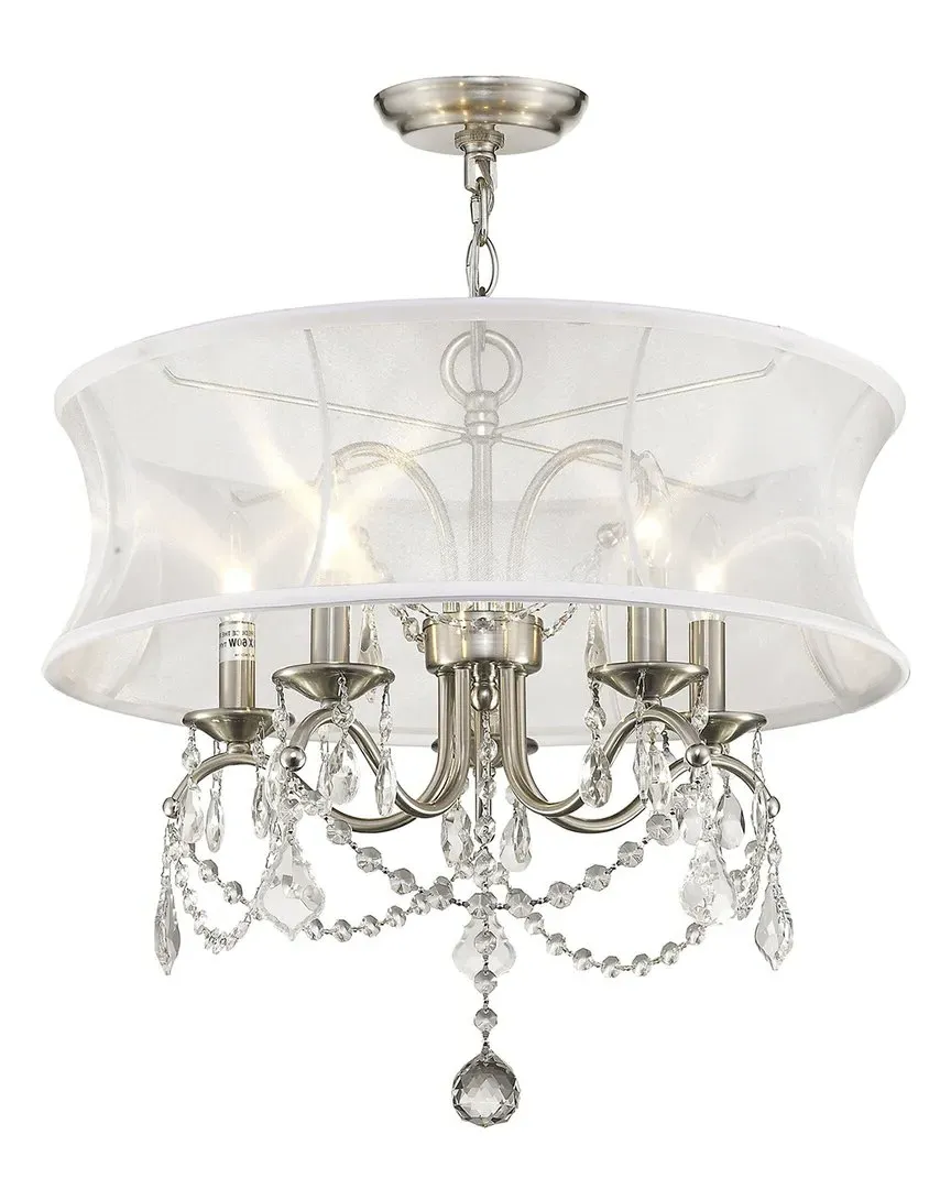 Newcastle 5-Light Chandelier with Crystals - Brushed Nickel, Steel