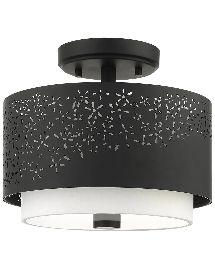 Noria 2-Light Semi-Flush Mount - Black, Steel image