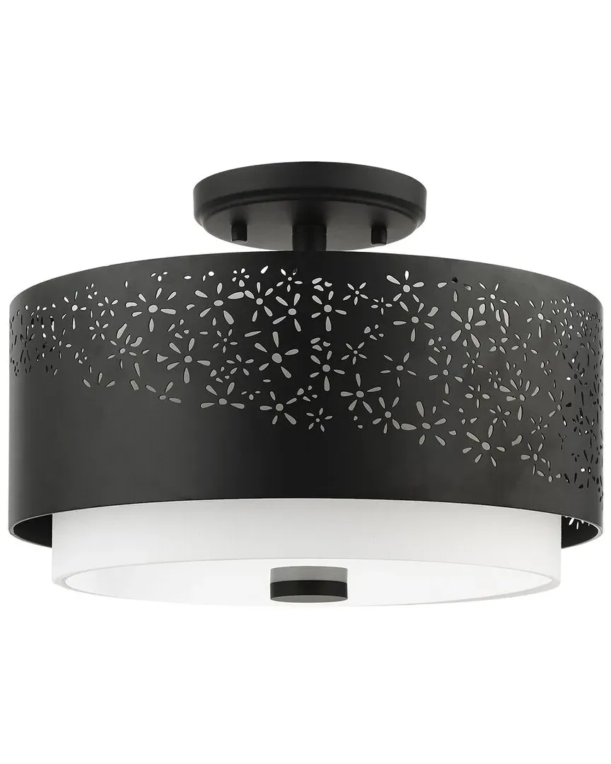 Noria 3-Light Semi-Flush Mount - Black, Steel