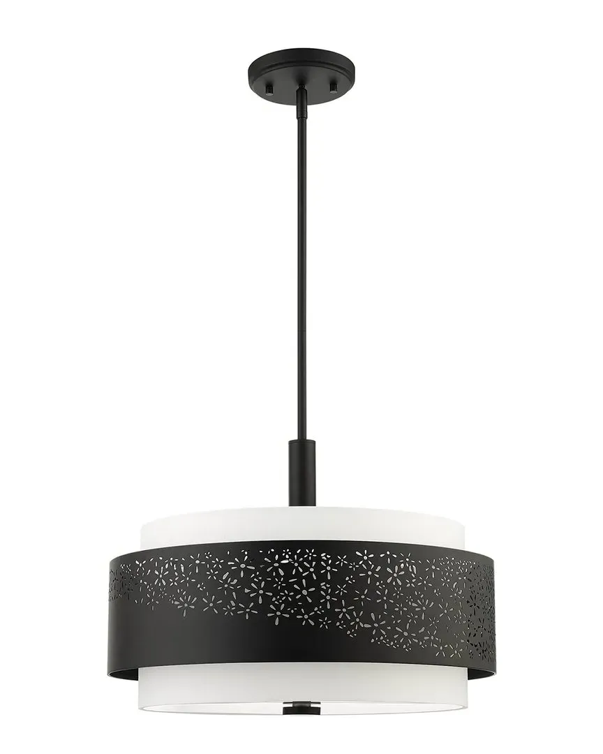 Noria 4 Light Drum Chandelier - Black, Steel