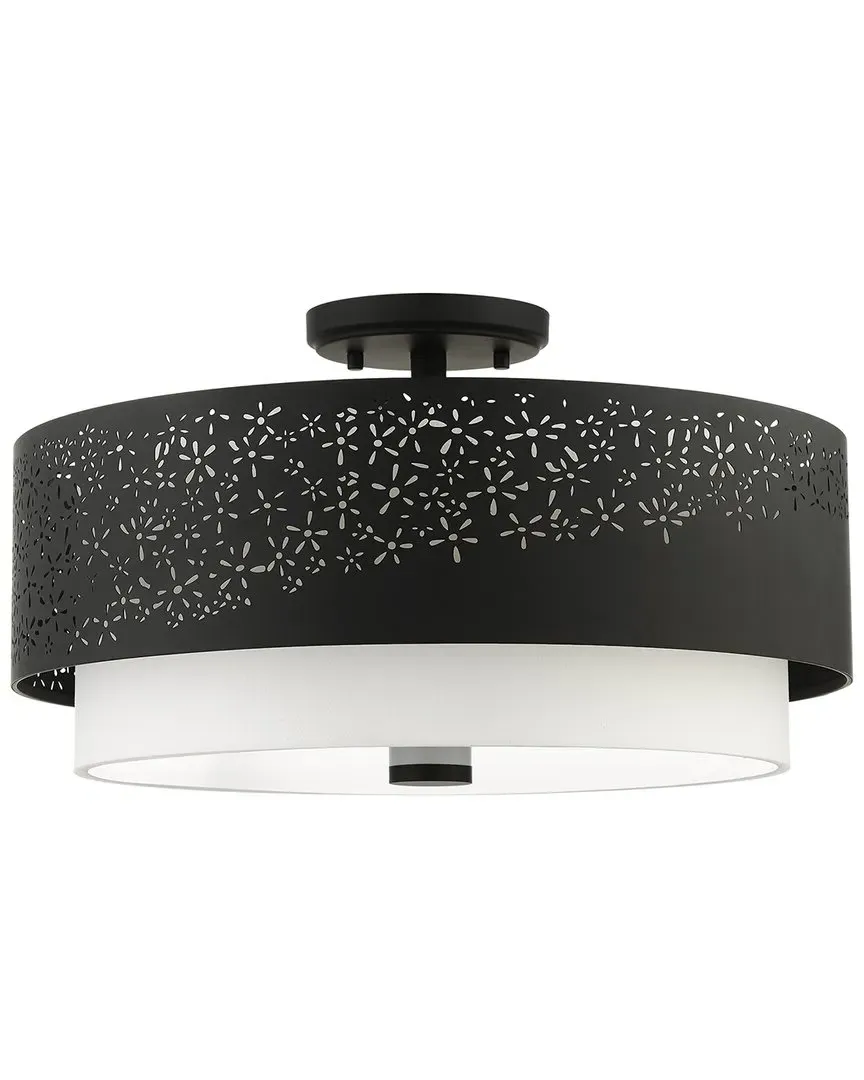 Noria 4-Light Semi-Flush Mount - Black, Steel