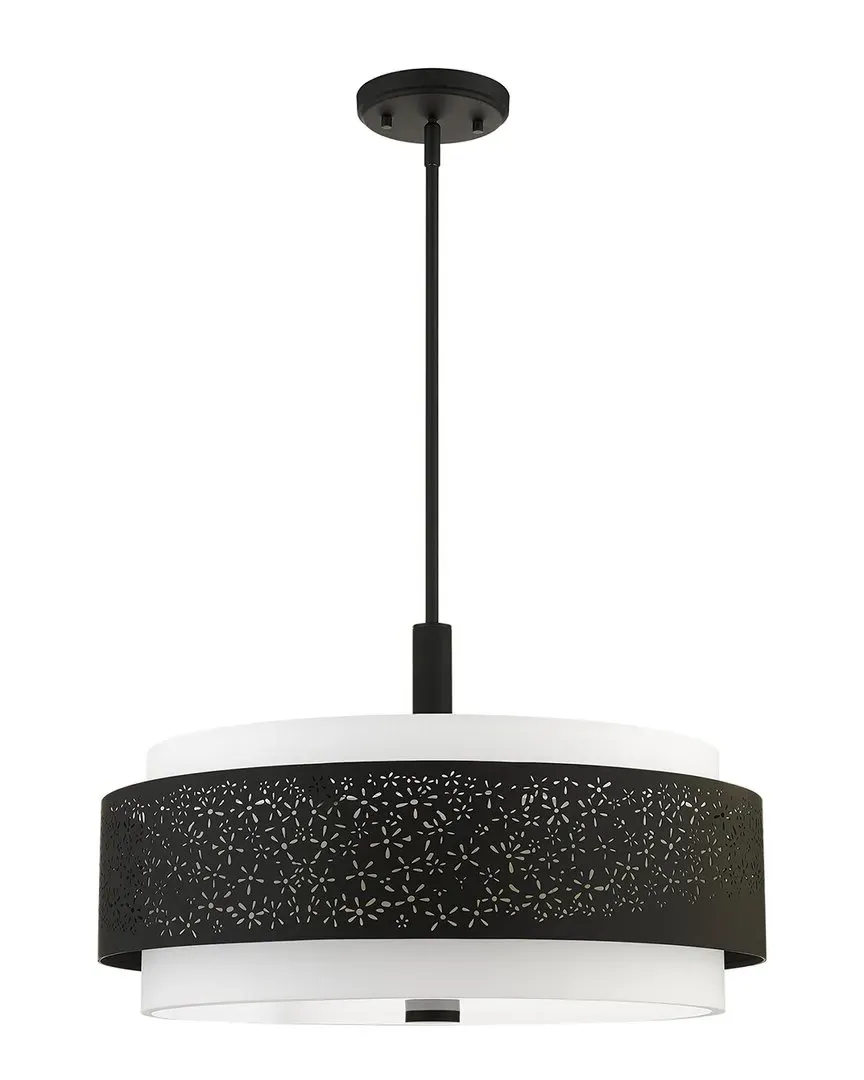 Noria 5 Light Drum Chandelier - Black, Steel
