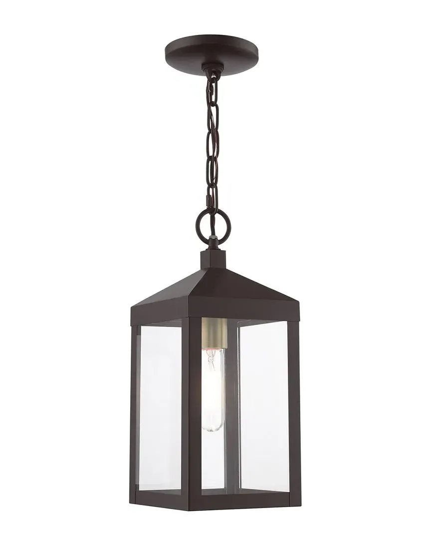 Nyack 1-Light Outdoor Pendant Lantern - Bronze, Glass image