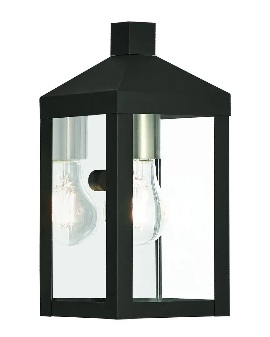 Nyack 1-Light Outdoor Wall Lantern - Black, Brass