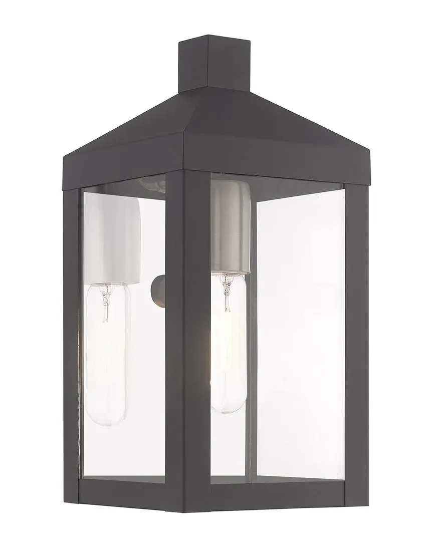 Nyack 1-Light Outdoor Wall Lantern - Gray, Brass image