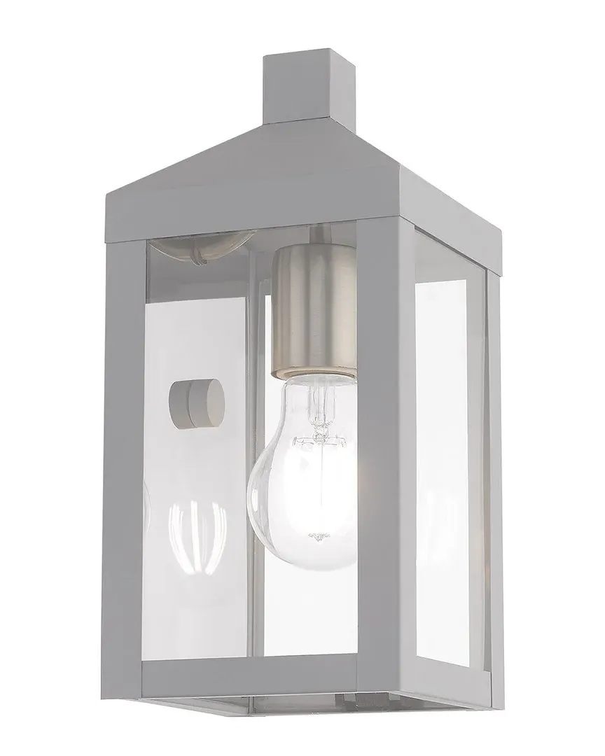 Nyack 1-Light Outdoor Wall Lantern - Nordic Gray, Brass image