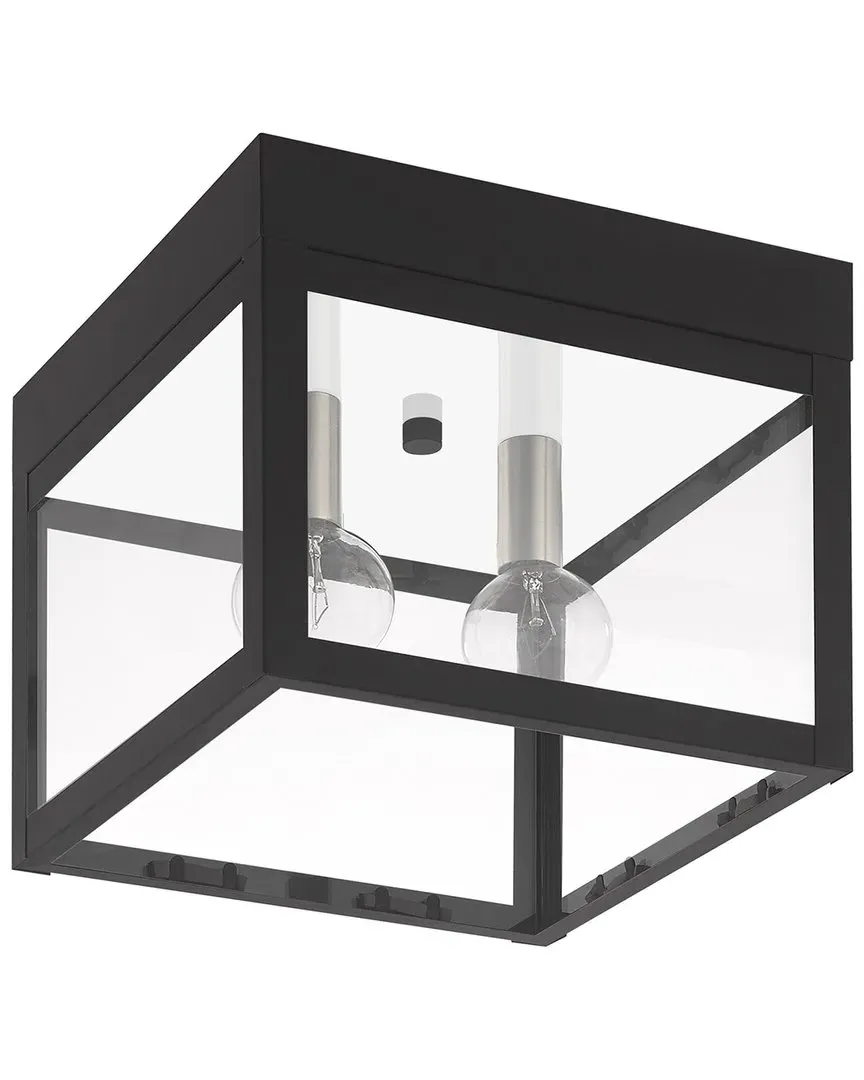 Nyack 2-Light Outdoor Ceiling Mount - Black, Glass image