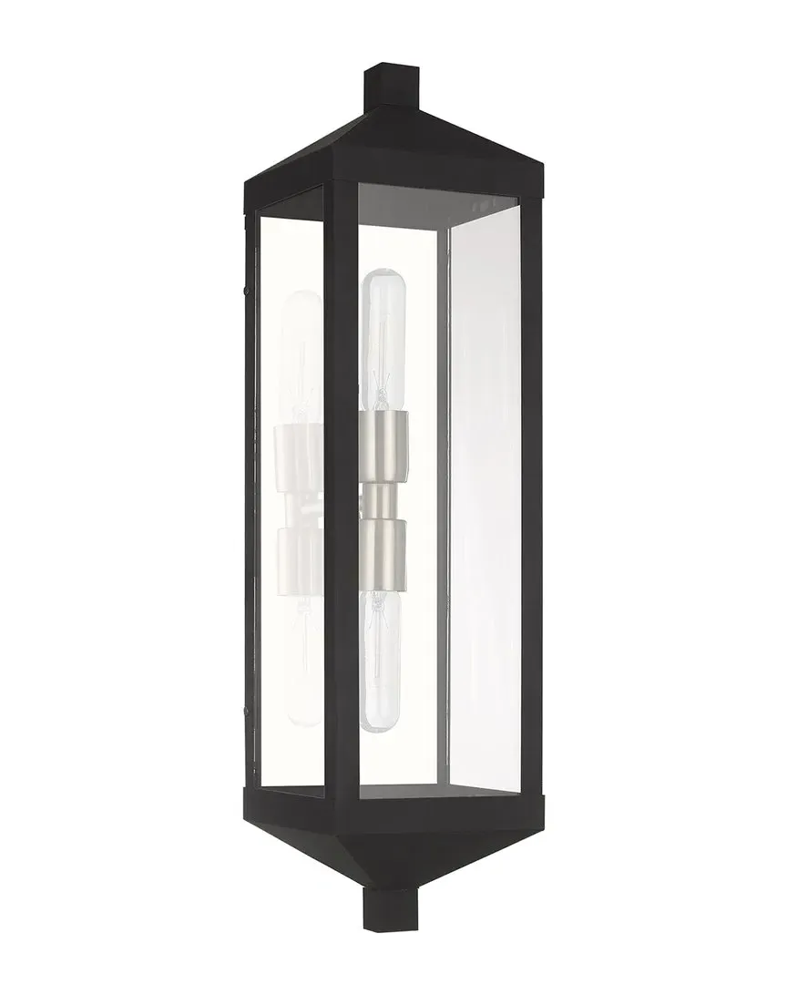 Nyack 2-Light Outdoor Wall Lantern - Black, Brass