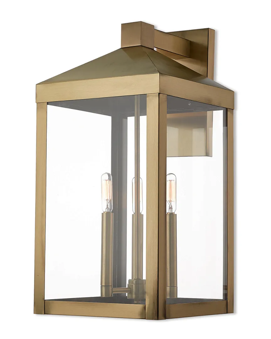 Nyack 3 Light Outdoor Wall Lantern - Antique Brass