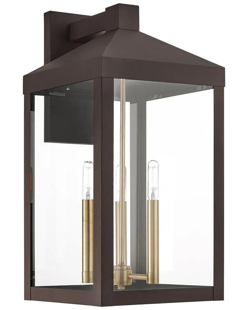 Nyack 3 Light Outdoor Wall Lantern - Gold, Brass