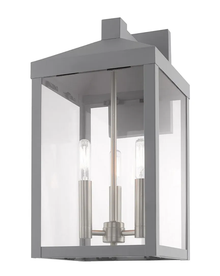 Nyack 3-Light Outdoor Wall Lantern - Nordic Gray image