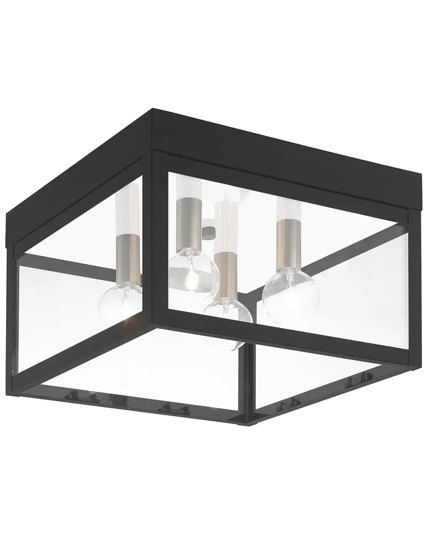 Nyack 4 Light Outdoor Ceiling Mount - Black, Brass image