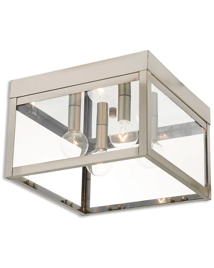 Nyack 4 Light Outdoor Ceiling Mount - Brushed Nickel, Brass image
