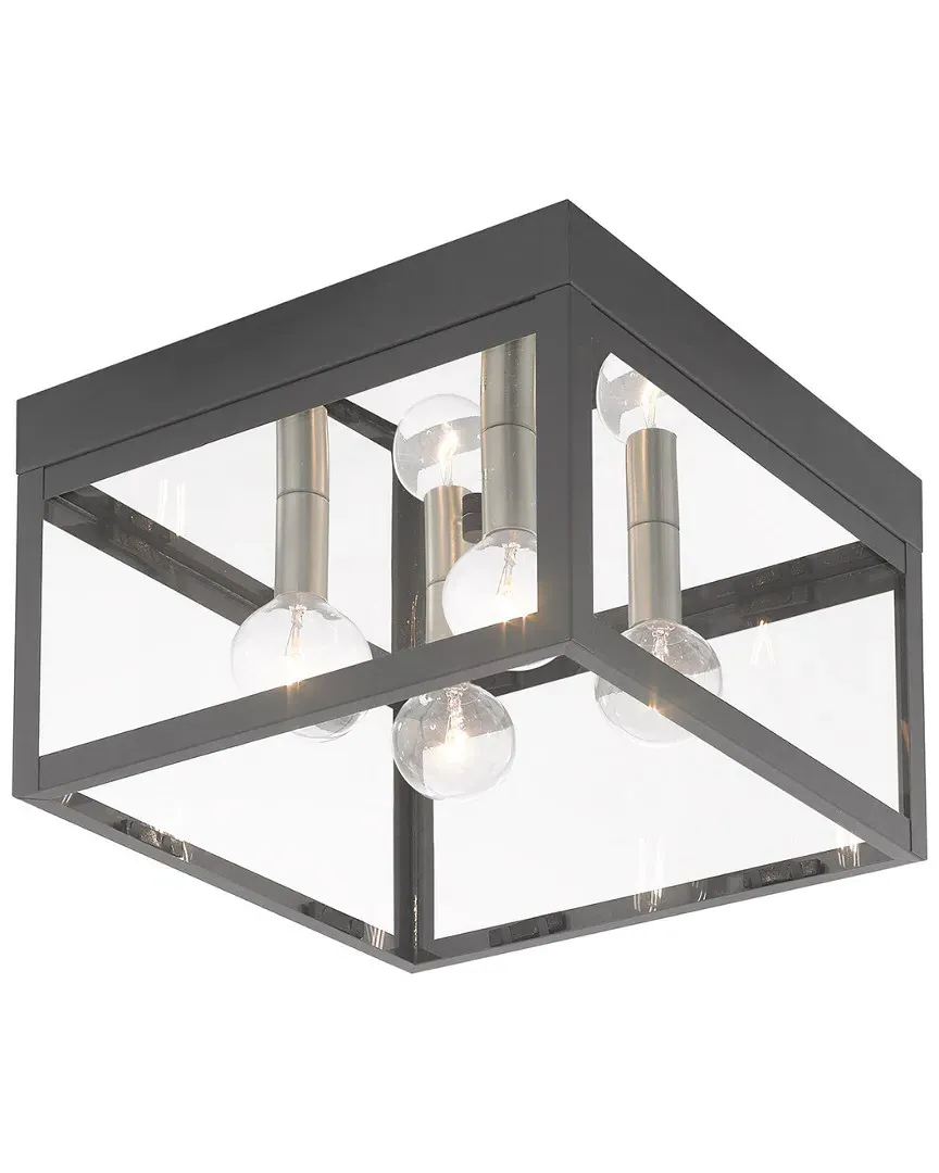 Nyack 4 Light Outdoor Ceiling Mount - Scandinavian Gray, Brass image