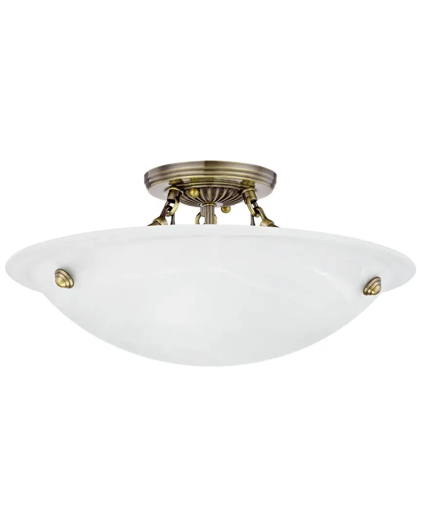 Oasis 3-Light Ceiling Mount - Antique Brass, Steel