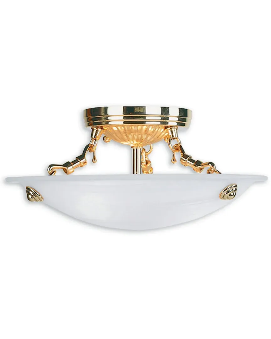Oasis 3-Light Ceiling Mount - Polished Brass, Steel