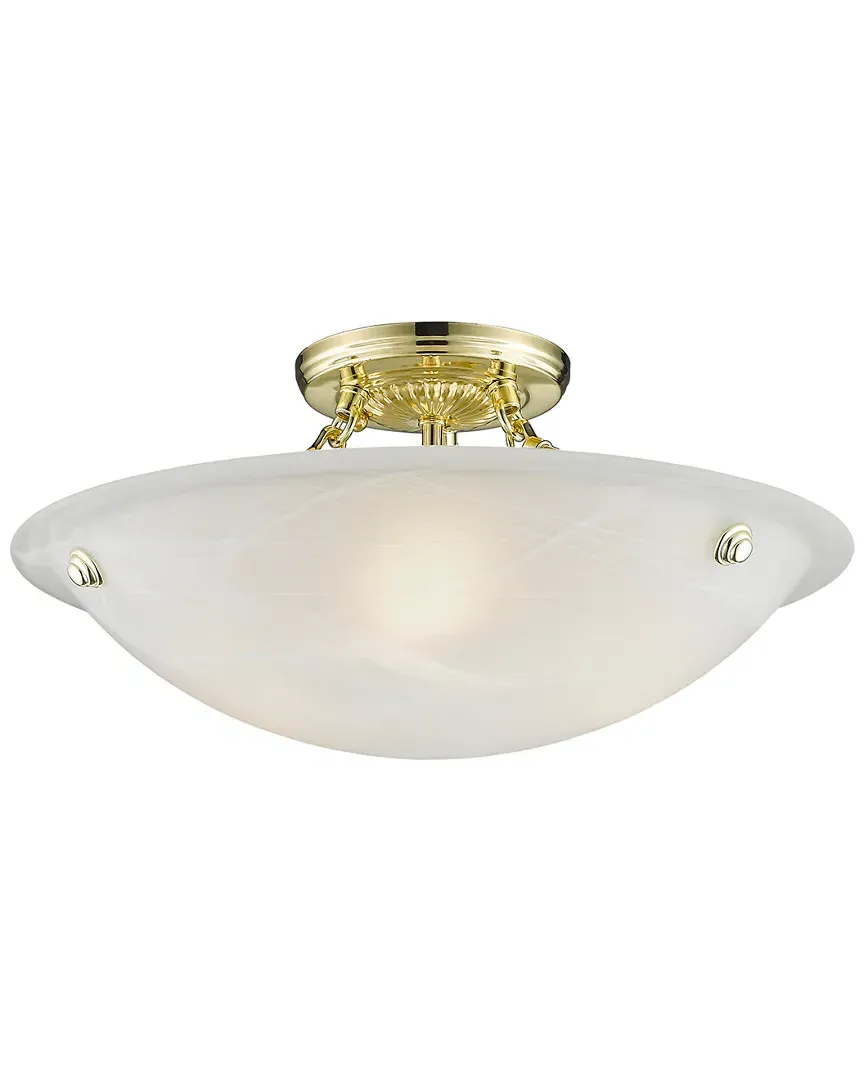 Oasis 3-Light Ceiling Mount - Polished Brass, Steel
