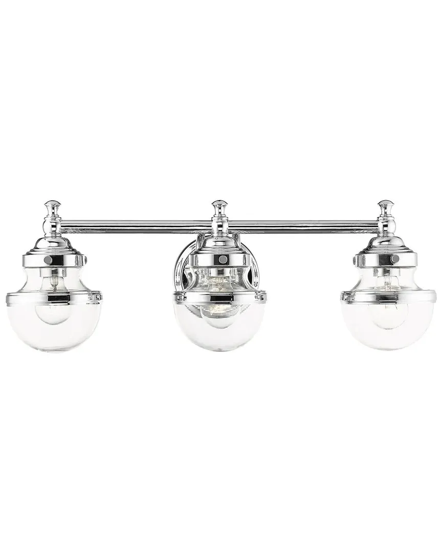 Oldwick 3-Light Vanity Sconce - Polished Chrome, Clear Glass