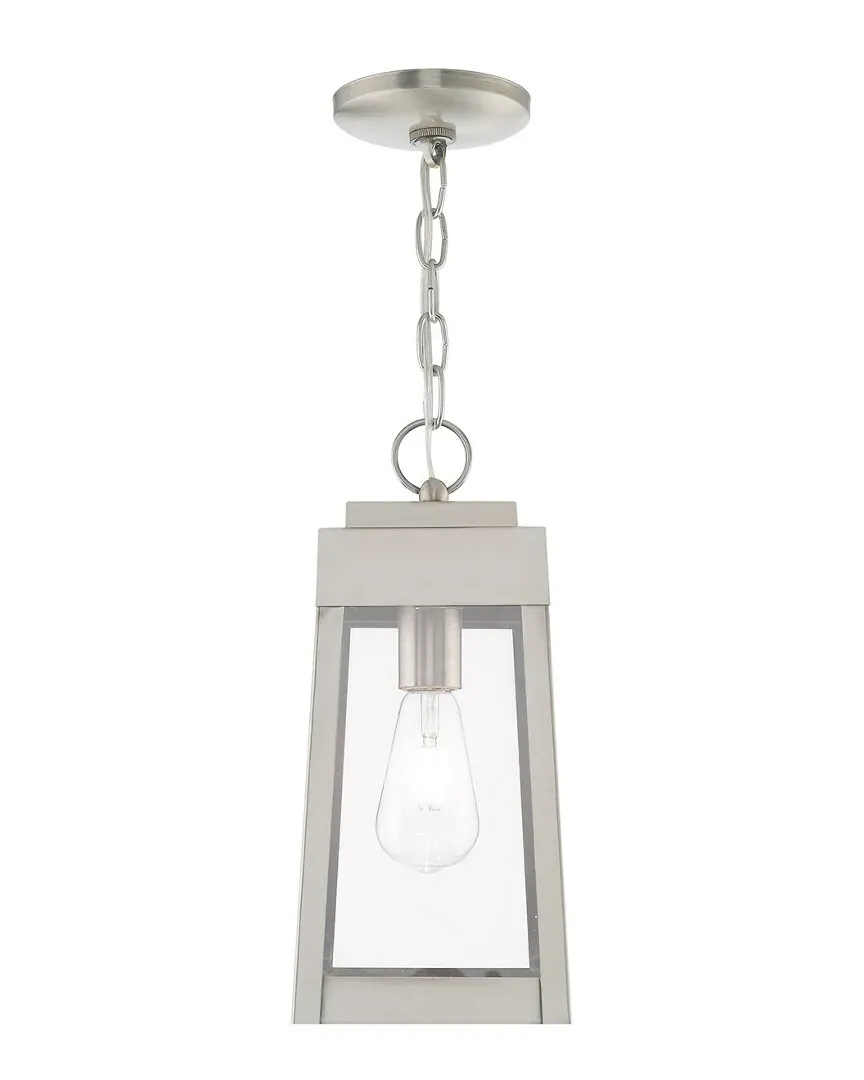 Oslo 1 Light Outdoor Pendant Lantern - Brushed Nickel, Brass