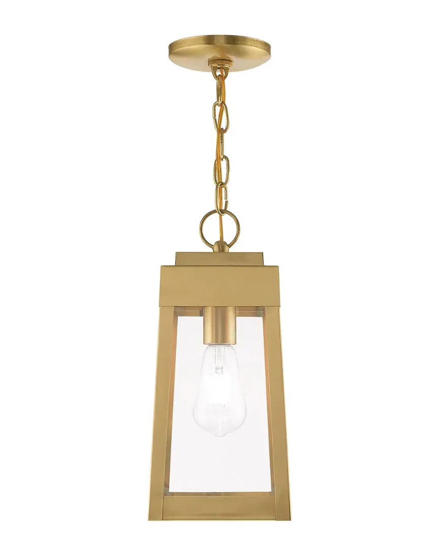 Oslo 1 Light Outdoor Pendant Lantern - Satin Brass, Brass