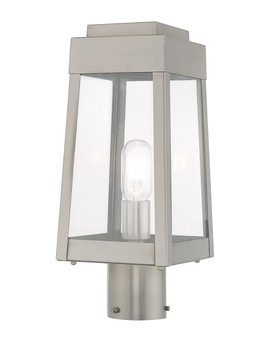Oslo 1 Light Outdoor Post Top Lantern - Brushed Nickel, Brass