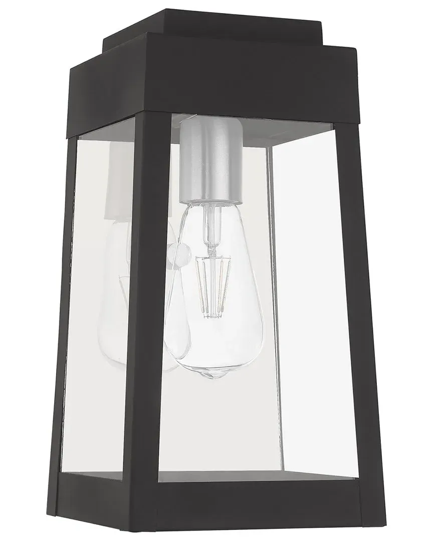 Oslo 1 Light Outdoor Wall Lantern - Black, Brass image