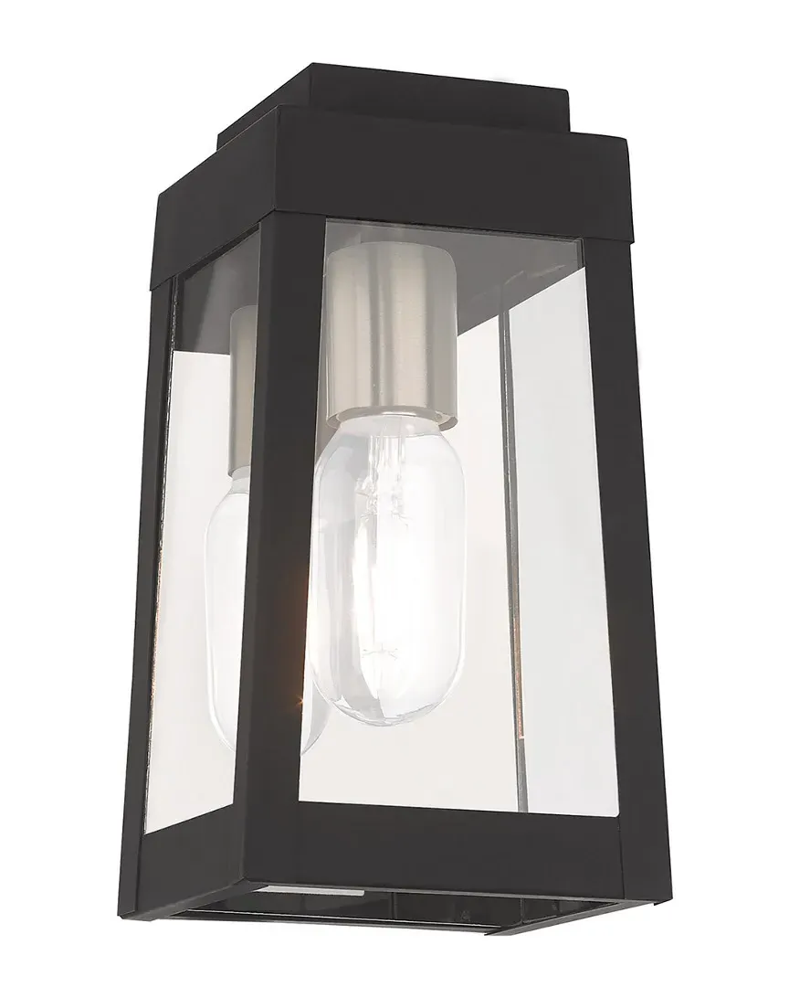 Oslo 1 Light Outdoor Wall Lantern - Black, Brass image