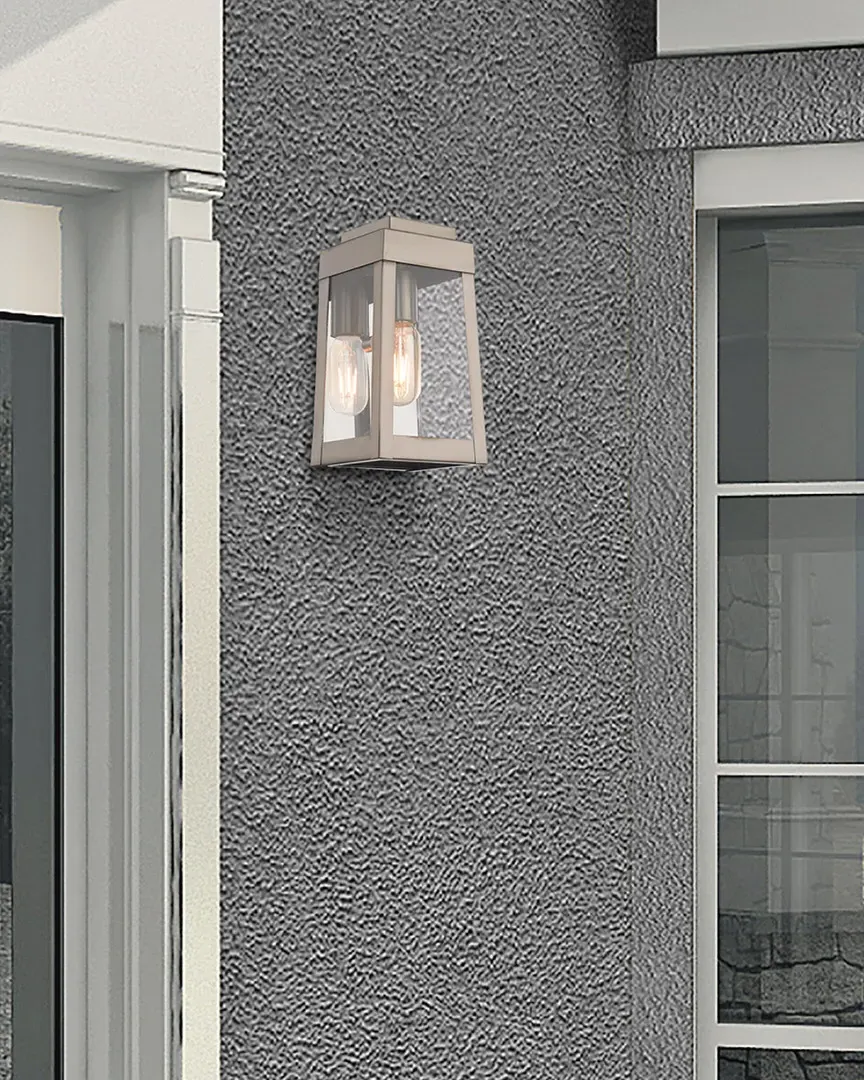 Oslo 1 Light Outdoor Wall Lantern - Brushed Nickel, Brass