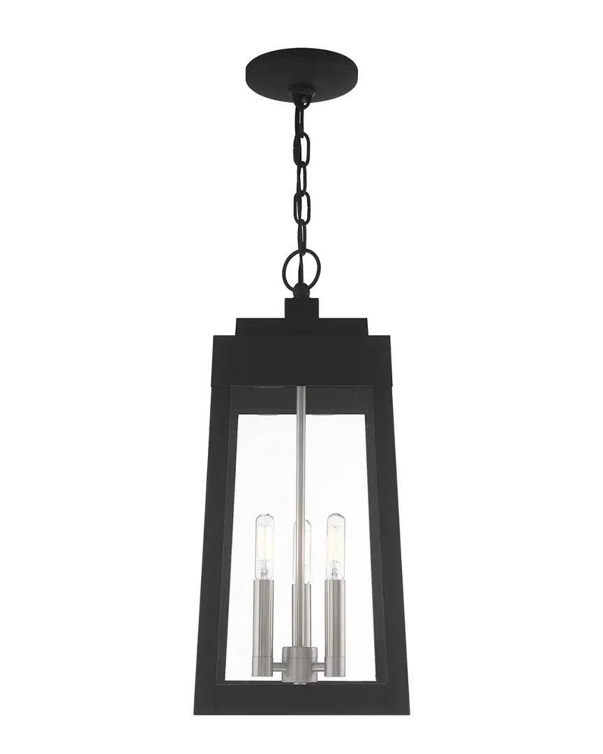 Oslo 3 Light Outdoor Pendant Lantern - Black, Brass