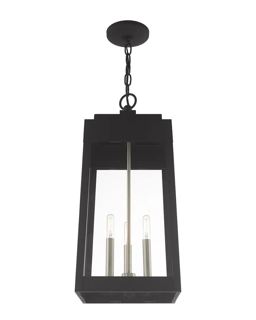 Oslo 3 Light Outdoor Pendant Lantern - Black, Brass