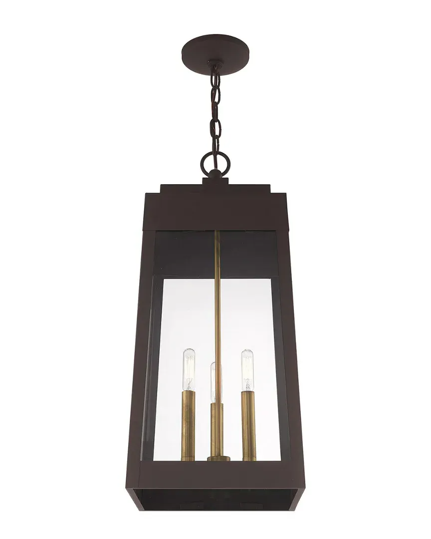 Oslo 3-Light Outdoor Pendant Lantern - Bronze, Brass