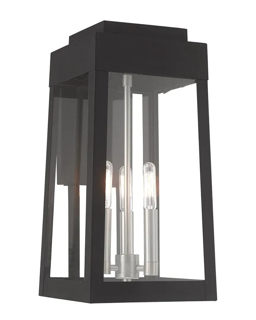 Oslo 3-Light Outdoor Wall Lantern - Black, Brass