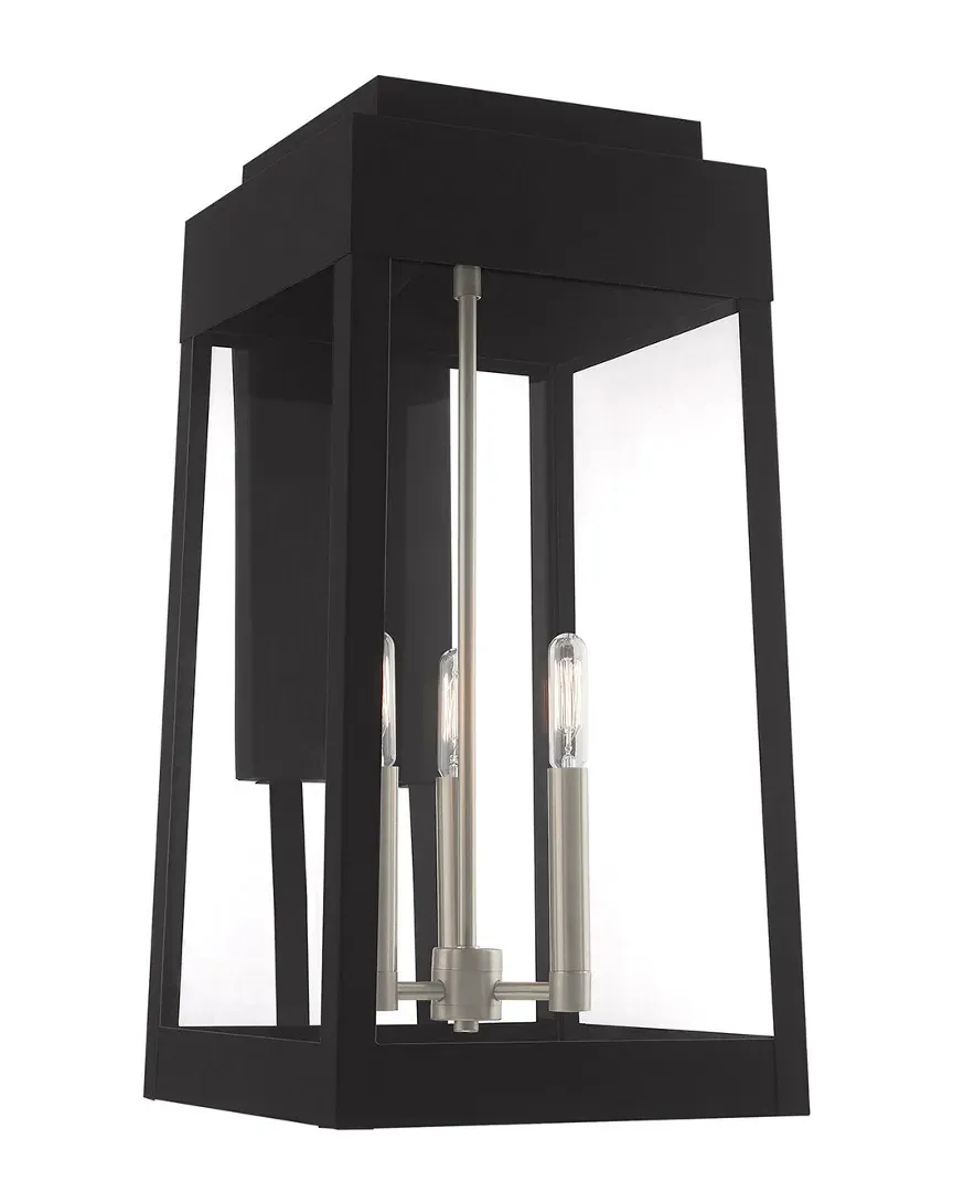 Oslo 3-Light Outdoor Wall Lantern - Black, Brass