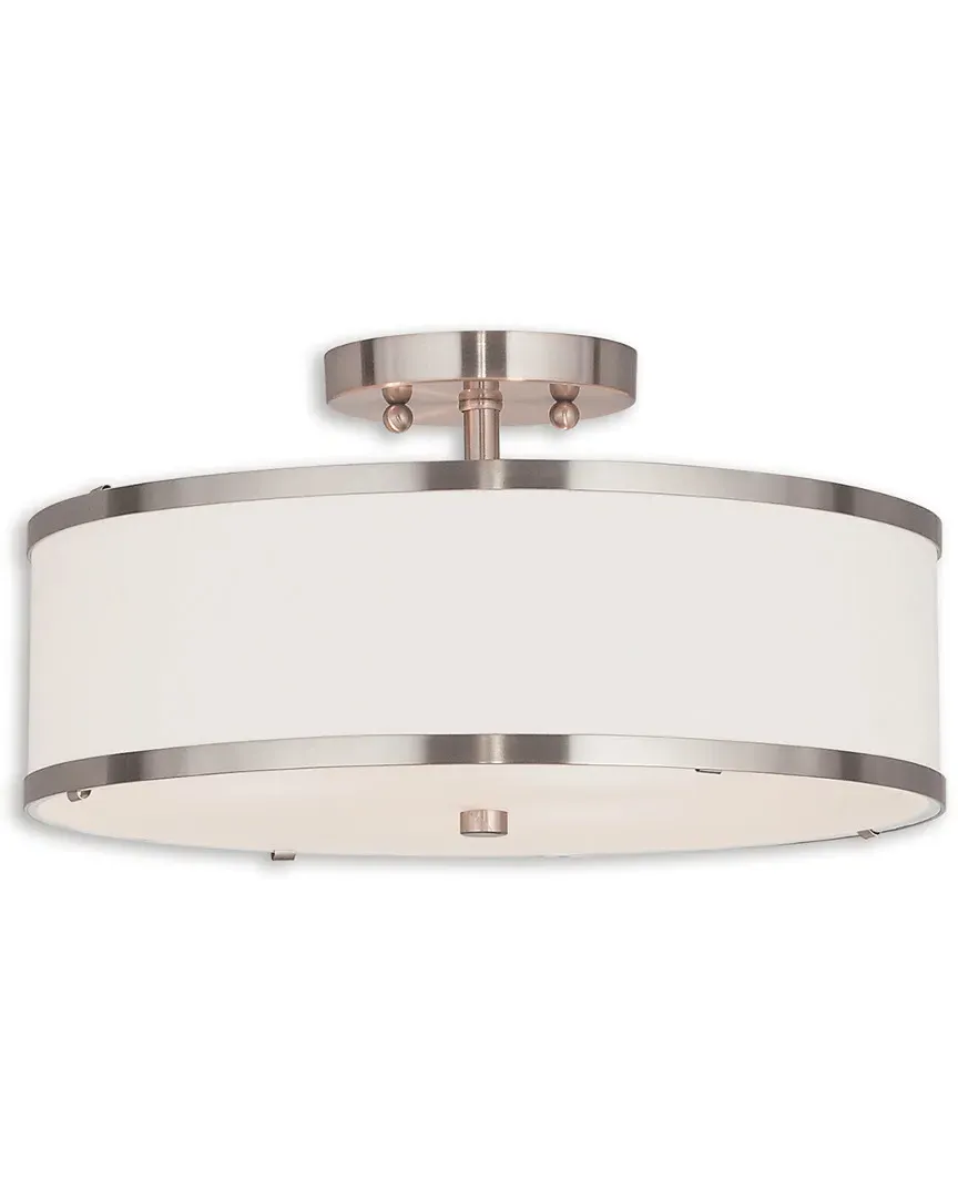 Park Ridge 3-Light Ceiling Mount - Brushed Nickel, Steel