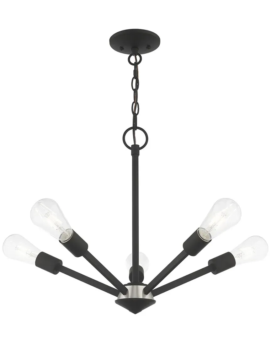 Prague 5-Light Chandelier with Edison Bulbs - Black, Steel image