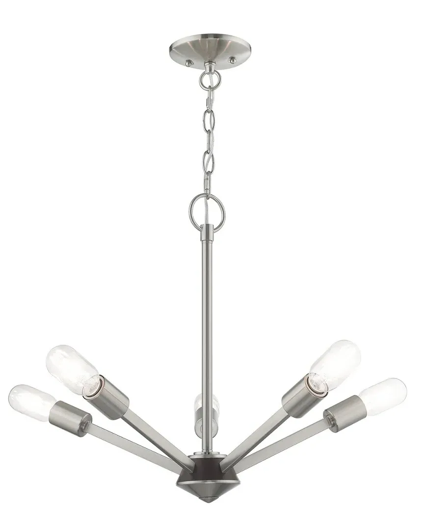Prague 5-Light Chandelier with Edison Bulbs - Brushed Nickel, Steel