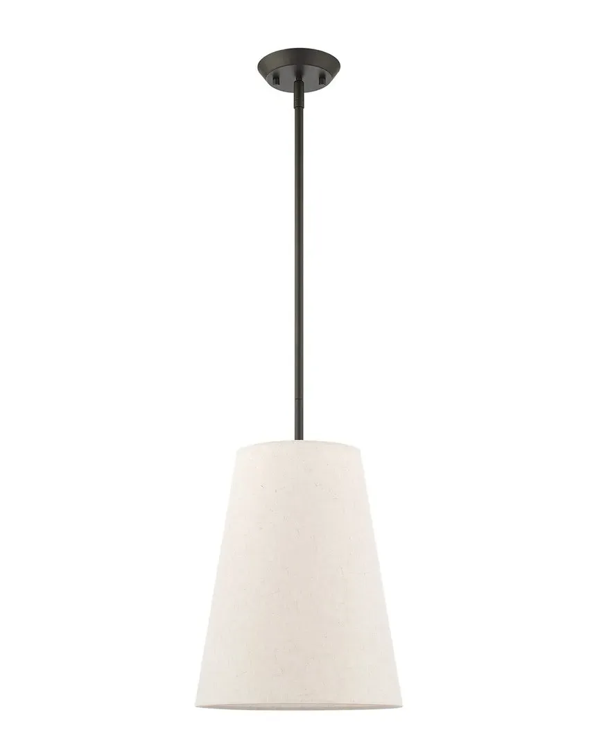 Prato 1-Light Pendant - Bronze, Oatmeal Fabric