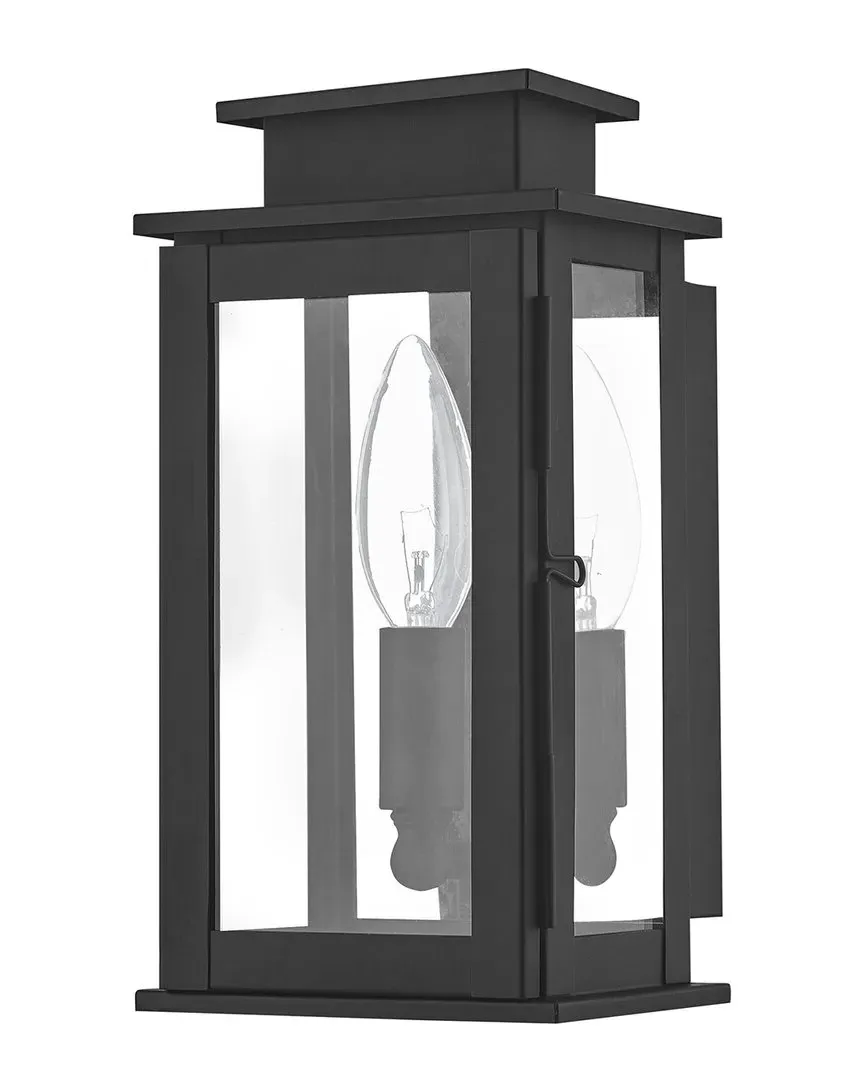 Princeton 1-Light Outdoor Wall Lantern - Black, Brass