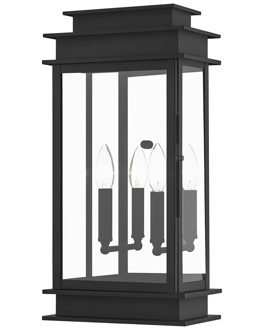 Princeton 2-Light Outdoor Wall Lantern - Black, Brass
