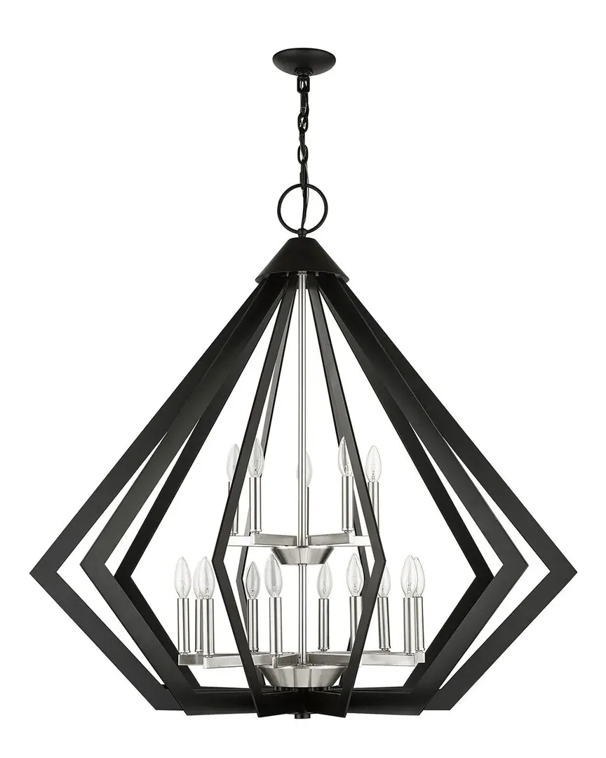 Prism 15-Light Foyer Chandelier - Black, Steel