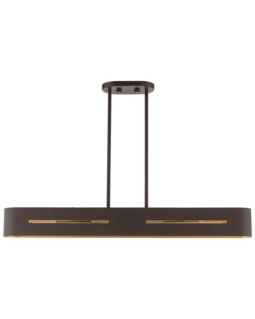 Ravena 4 Light Linear Chandelier - Bronze, Steel