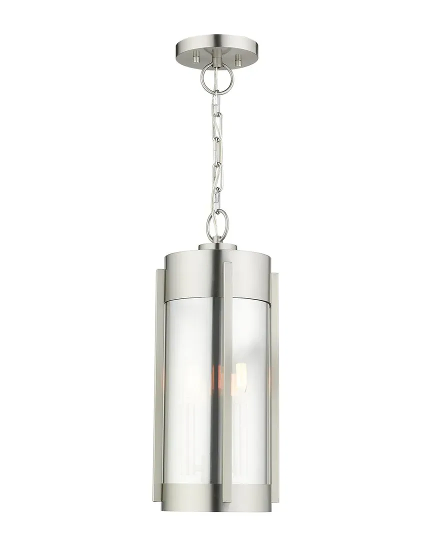 Sheridan 2-Light Outdoor Pendant Lantern - Brushed Nickel, Steel