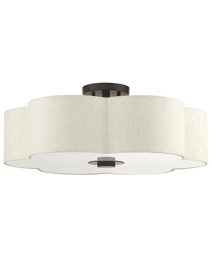Solstice 5 Light Semi-Flush - English Bronze, Fabric