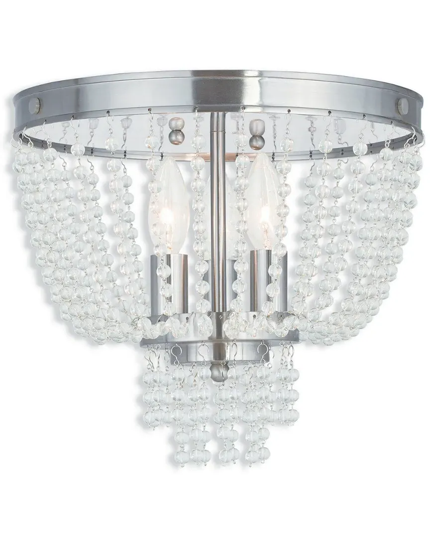 Valentina 3-Light Ceiling Mount - Brushed Nickel, Crystal image