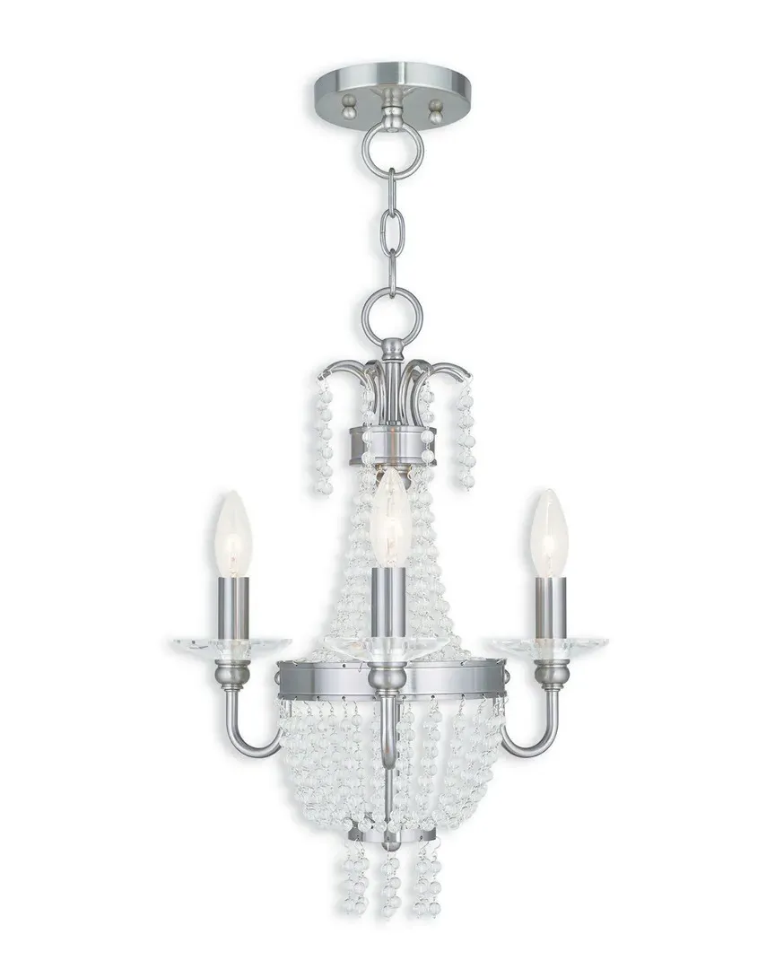 Valentina 3-Light Mini Chandelier - Brushed Nickel, Crystal