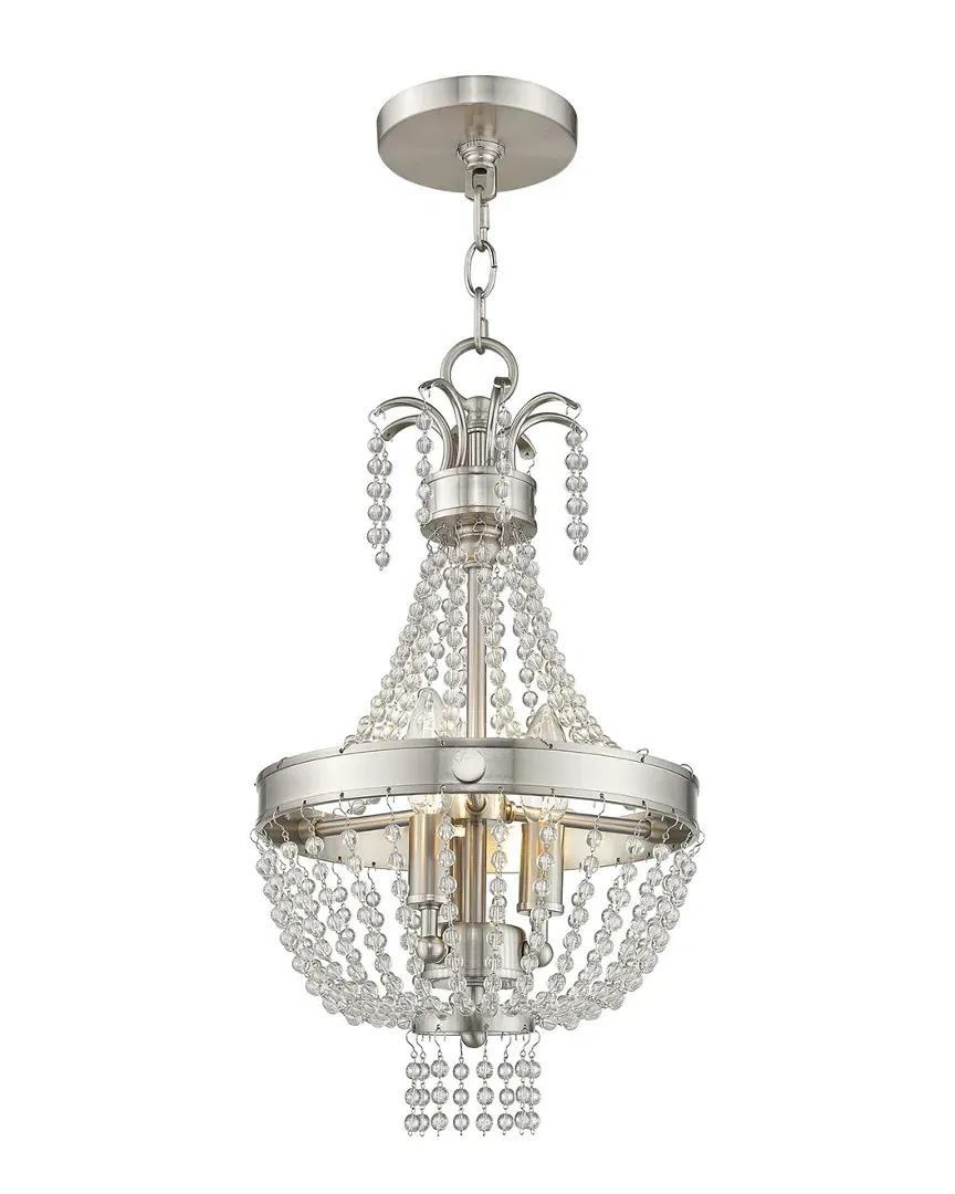 Valentina 3-Light Pendant - Brushed Nickel, Crystal